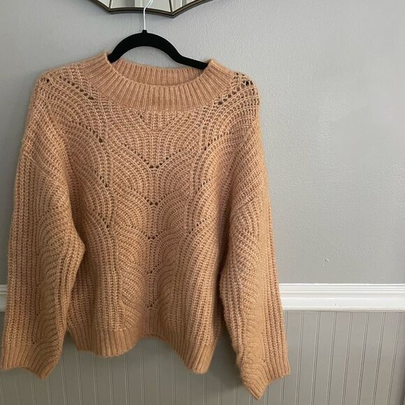 Mango Tan Chunky Knit Sweater Recycled Polyester Size Small - Picture 6 of 10